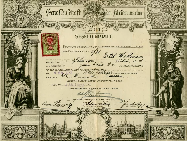 Der Gesellenbrief von Etel Wollmann