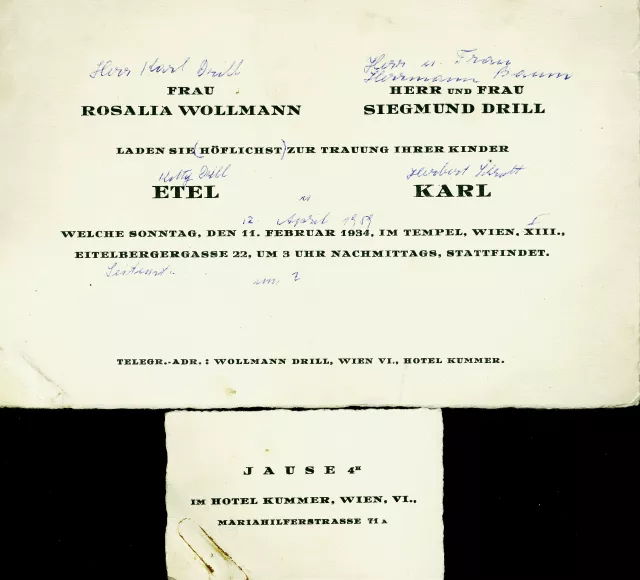 Hochzeitsanzeige von Karl und Etel Drill