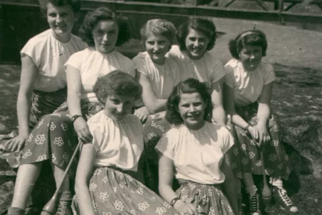 Agnesa Urbanova with her classmates after a 1st May parade