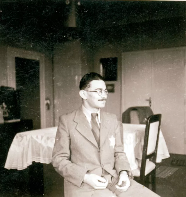 Judita Sendrei's nephew, Pavle Dobo, wearing a yellow star