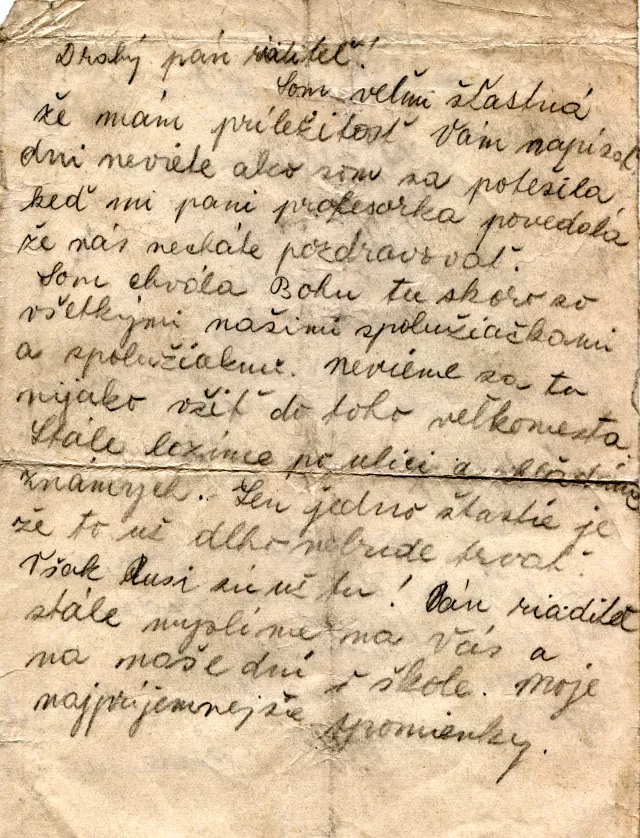 Letter from Alexander Bachnar's students