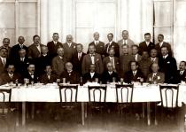 Kati Andai's father Lajos Erdos on a class reunion with his secondary school classmates