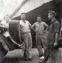 Lazar Aroyo in the service station for cars in the Ma'abarot kibbutz