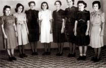 Jozsef Faludi's aunt Rozsi Brull and the employees of the Salon Rachel