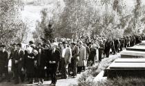 Hana Gasic in her father Menahem Montiljo's funeral procession in Sarajevo
