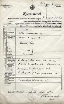 Maria Feheri's certificate of baptism