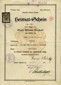 Johanna Schischas Heimatschein