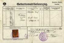 Geburtsmatrikelauszug von Wilhelm Schischa