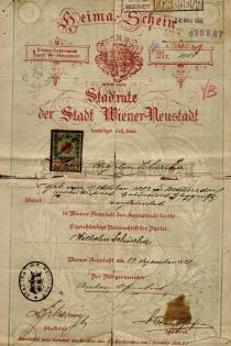 Heimatschein von Wilhelm Schischa