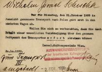 Die Aufforderung für Wilhelm Schischa zur Deportation nach Polen