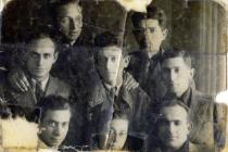 Nachman Elencwajg with his brother Dawid and friends