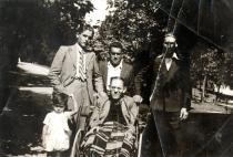 Avram Kalef with workers from his store