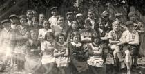 Ernest Galpert with his schoolmates and tutor Chaya Moshkovich