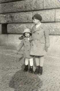 Alena Munkova with her brother at the Letna riverfront