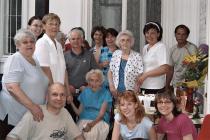 Hedvig Endrei on her 90th birthday with the tenant of the house where she lives