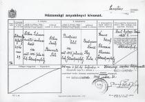 Vágó Istvánné szüleinek házassági anyakönyvi kivonata