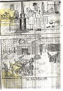 Zsuzsa Merenyi's diary with drawings about the deportation