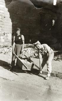 Magdolna Palmai's birthday during the debris carrying